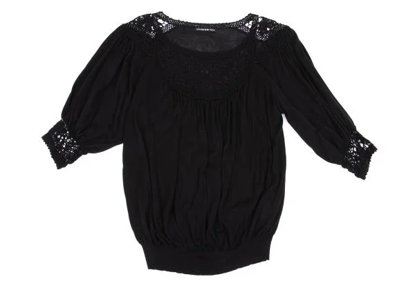 ヴィヴィアンタムVIVIENNETAM コットン混レース編み替えニットブラウス 黒0 K-158323_002