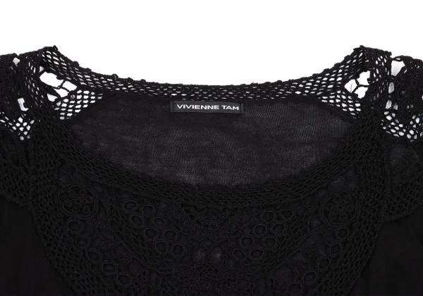 ヴィヴィアンタムVIVIENNETAM コットン混レース編み替えニットブラウス 黒0 K-158323_004