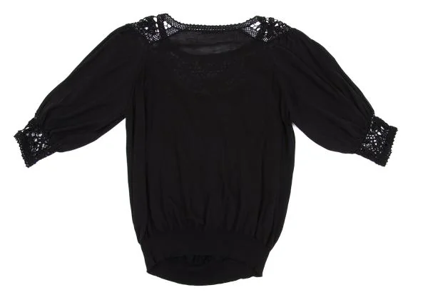 ヴィヴィアンタムVIVIENNETAM コットン混レース編み替えニットブラウス 黒0 K-158323_014
