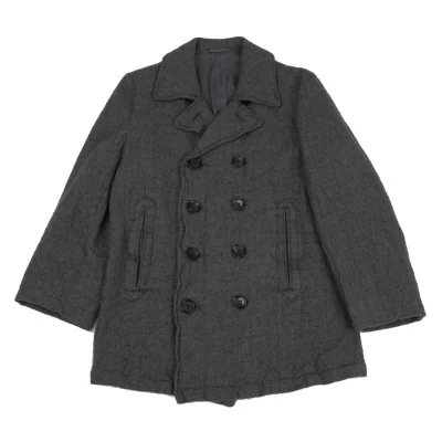 COMME des GARCONS HOMME Wool Fulling Windowpane Check Peacoat