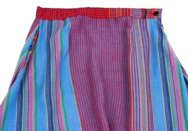 ISSEY MIYAKE HaaT Multi-color Check Striped Dropped Crotch Pants K-158475_002