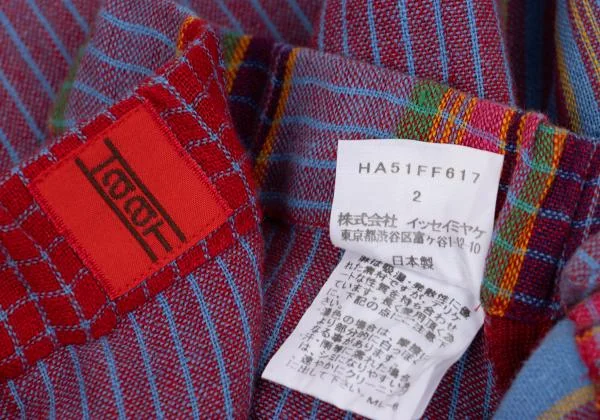 ISSEY MIYAKE HaaT Multi-color Check Striped Dropped Crotch Pants K-158475_011