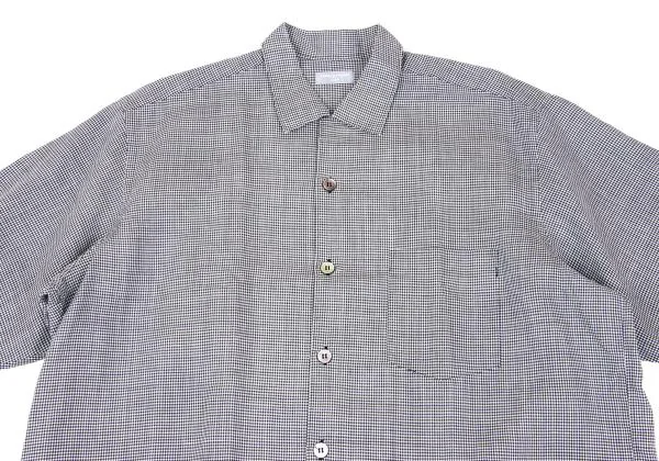 COMME des GARCONS HOMME Checked Linen Open Collar Short Sleeve Shirt K-158490_002