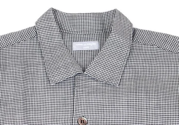 COMME des GARCONS HOMME Checked Linen Open Collar Short Sleeve Shirt K-158490_003