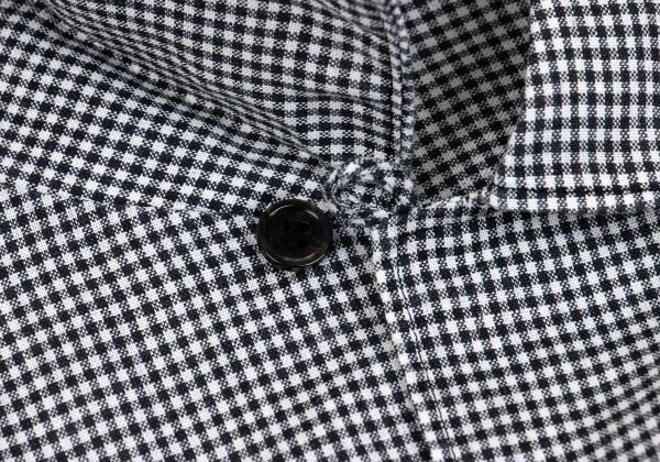 COMME des GARCONS HOMME Checked Linen Open Collar Short Sleeve Shirt K-158490_005
