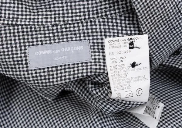 COMME des GARCONS HOMME Checked Linen Open Collar Short Sleeve Shirt K-158490_015