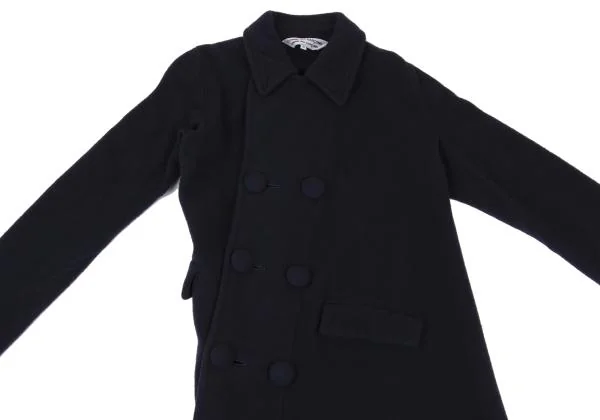 コムコム コムデギャルソンCOMME des GARCONS 染めメルトンウール斜行変形コート 紺S K-158504_003