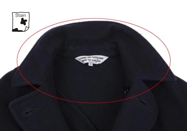 コムコム コムデギャルソンCOMME des GARCONS 染めメルトンウール斜行変形コート 紺S K-158504_006
