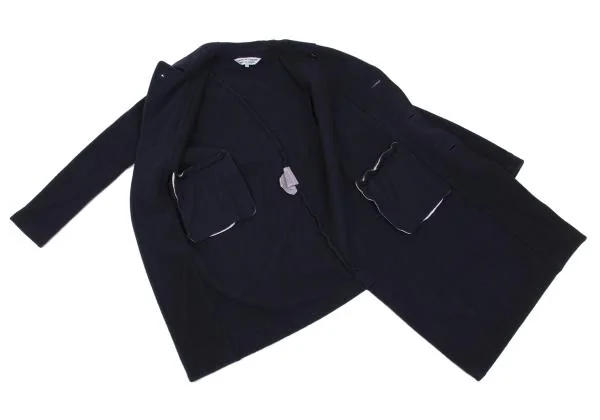 コムコム コムデギャルソンCOMME des GARCONS 染めメルトンウール斜行変形コート 紺S K-158504_013