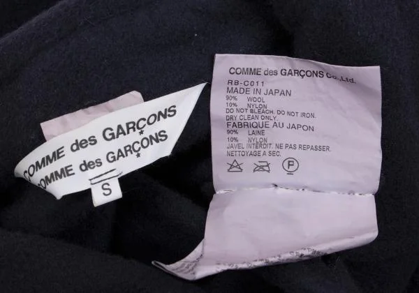 コムコム コムデギャルソンCOMME des GARCONS 染めメルトンウール斜行変形コート 紺S K-158504_017