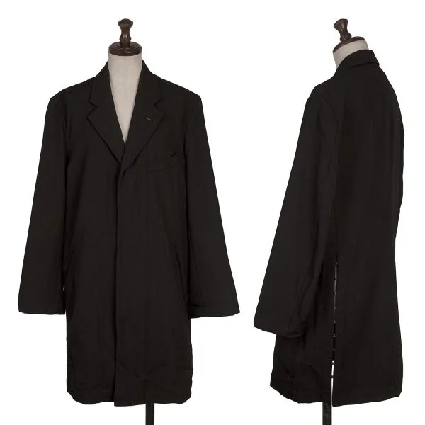 ローブドシャンブル コムデギャルソンrobe de chambre COMME des GARCONS ウールギャバホック留めロングジャケット 黒M位 K-158593_001