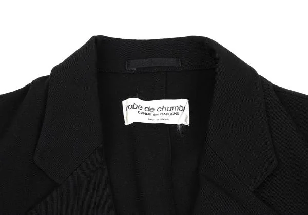 ローブドシャンブル コムデギャルソンrobe de chambre COMME des GARCONS ウールギャバホック留めロングジャケット 黒M位 K-158593_004