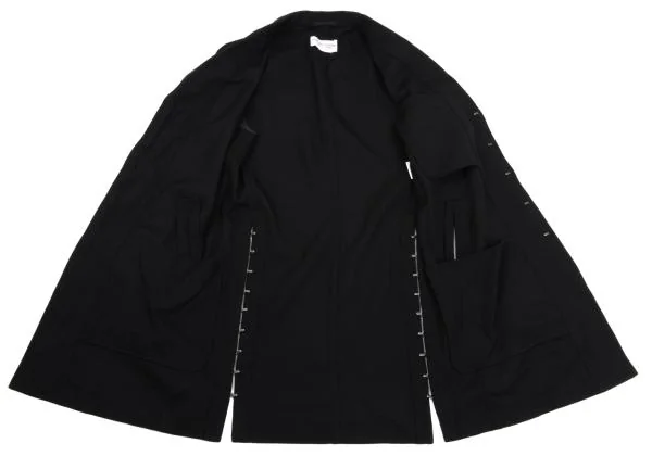 ローブドシャンブル コムデギャルソンrobe de chambre COMME des GARCONS ウールギャバホック留めロングジャケット 黒M位 K-158593_013