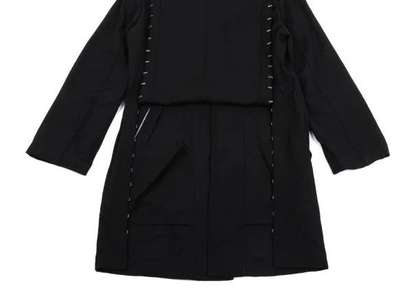 ローブドシャンブル コムデギャルソンrobe de chambre COMME des GARCONS ウールギャバホック留めロングジャケット 黒M位 K-158593_016