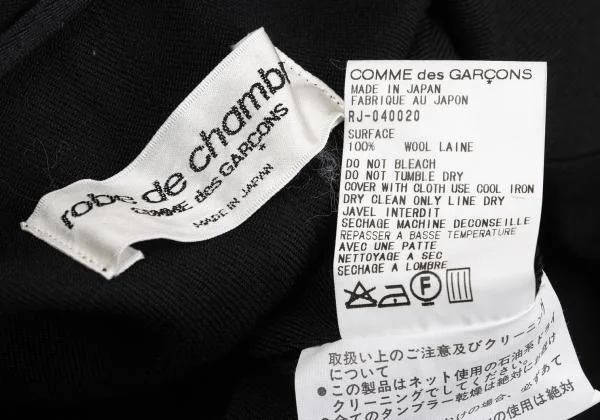 ローブドシャンブル コムデギャルソンrobe de chambre COMME des GARCONS ウールギャバホック留めロングジャケット 黒M位 K-158593_018