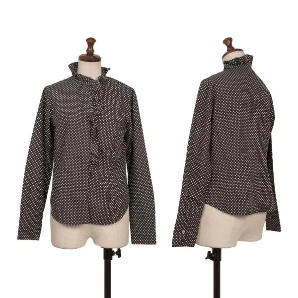 アツロウタヤマA/T ドットフリルフロントブラウス 黒白M位 K-158674_001