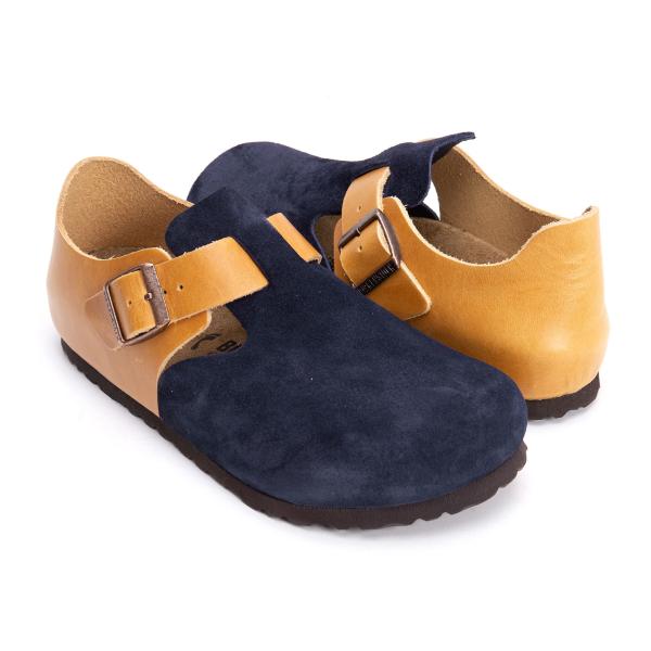 ビルケンシュトックBIRKENSTOCK LONDON ロンドン スウェード切替シューズ 紺マスタード24