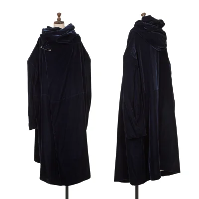 COMME des GARCONS Velour Wrap Neck Design Hooded Coat