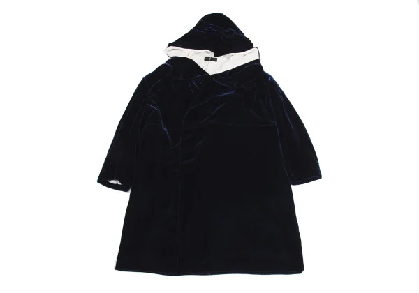 COMME des GARCONS Velour Wrap Neck Design Hooded Coat K-158691_002