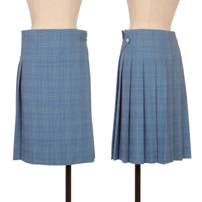 COMME des GARCONS Wool Check Weave Pleats Switching Wrap Skirt