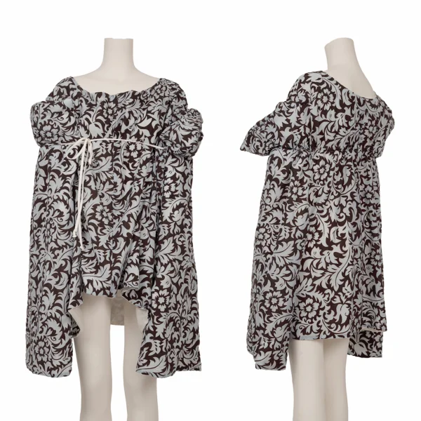 COMME des GARCONS Floral Flocked Half-wrap Design Top Sky blue,Brown S-M K-158698_001