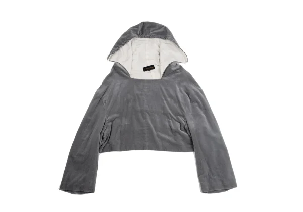 COMME des GARCONS Velour Square Neck Short Hoodie K-158699_002