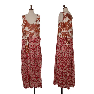 COMME des GARCONS Flocky Pleats Floral Printed Sleeveless Dress