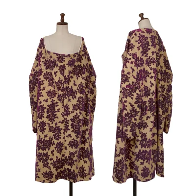 COMME des GARCONS Rose Flocked Drape Neck Dress