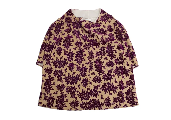 COMME des GARCONS Rose Flocked Drape Neck Dress K-158705_002