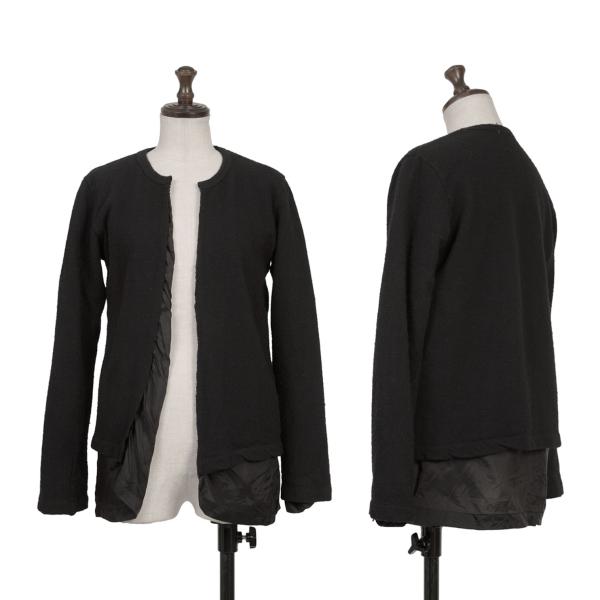 コムデギャルソンCOMME des GARCONS 製品染め貼り合わせウールボタンレスカーディガン 黒M位