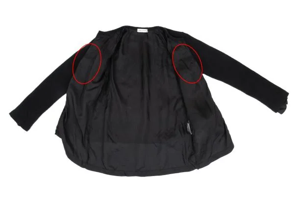 コムデギャルソンCOMME des GARCONS 製品染め貼り合わせウールボタンレスカーディガン 黒M位 K-158706_009