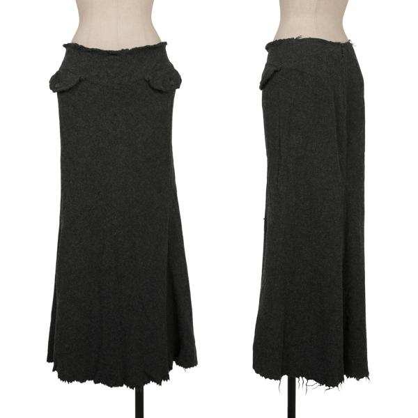 ジュンヤワタナベ コムデギャルソンJUNYA WATANABE COMME des GARCONS 縮絨裁ち切りウールスカート グレーM