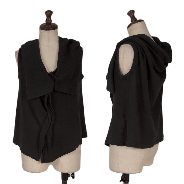 ヨウジヤマモト ノアールYohji Yamamoto NOIR リネンコットンドレープネックニットトップ 黒3