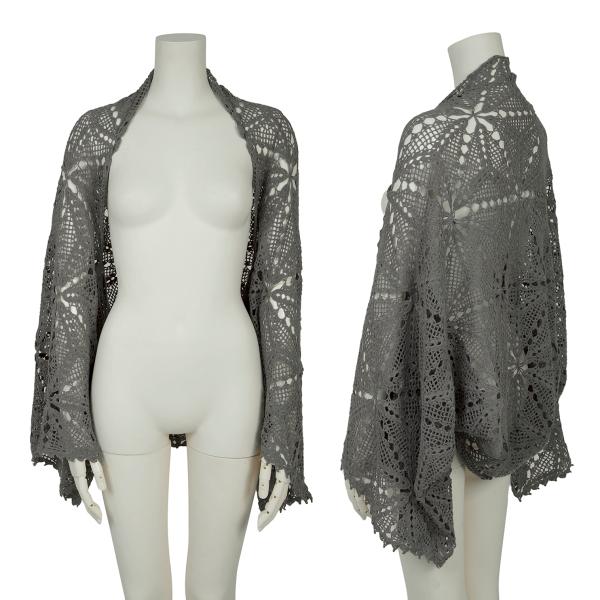 ヨウジヤマモト ノアールYohji Yamamoto NOIR レースデザインワイドスリーブボレロカーディガン グレーM位