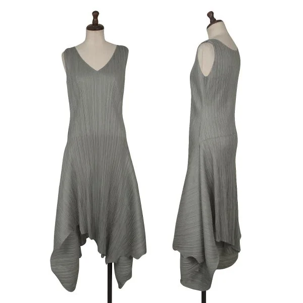 PLEATS PLEASE Hem Flare Cutting Sleeveless Dress Grey 2 K-158800_001
