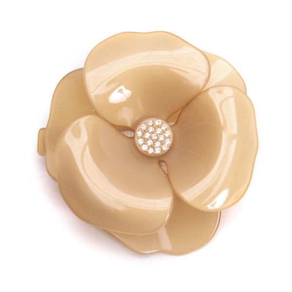 ALEXANDRE DE PARIS アレクサンドル ドゥ パリ カメリア フラワーヘアクリップ 薄茶8cm