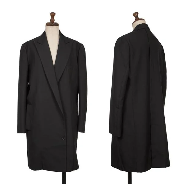ヨウジヤマモト ファムYohji Yamamoto FEMME ウールサージロングジャケット 黒1 K-158841_001