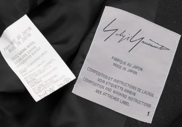 ヨウジヤマモト ファムYohji Yamamoto FEMME ウールサージロングジャケット 黒1 K-158841_018