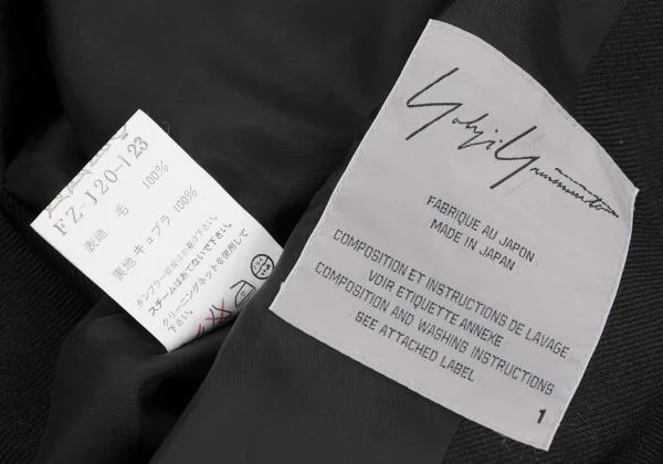ヨウジヤマモト ファムYohji Yamamoto FEMME ウールサージロングジャケット 黒1 K-158841_019