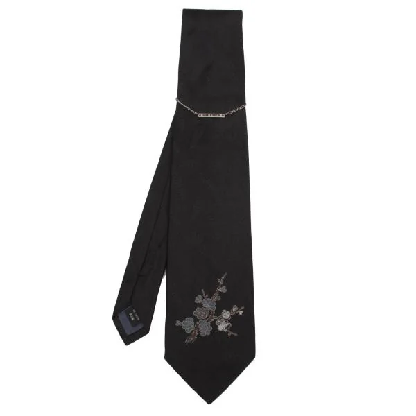 Jean Paul GAULTIER HOMME Floral Logo Embroidered Tie Black  K-158888_001