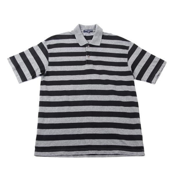 コムデギャルソン オムCOMME des GARCONS HOMME コットンボーダーポロシャツ グレー紺M