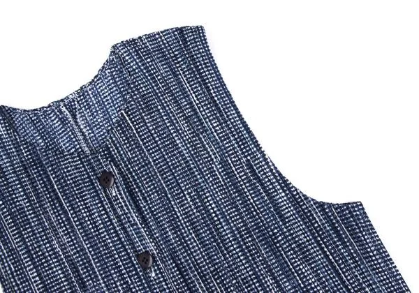 プリーツプリーズPLEATS PLEASE プリーツギンガムチェックプリントベスト 青3 K-158942_005
