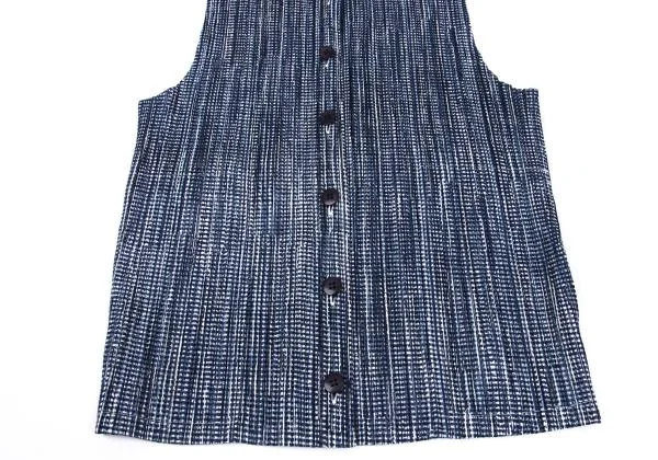プリーツプリーズPLEATS PLEASE プリーツギンガムチェックプリントベスト 青3 K-158942_006
