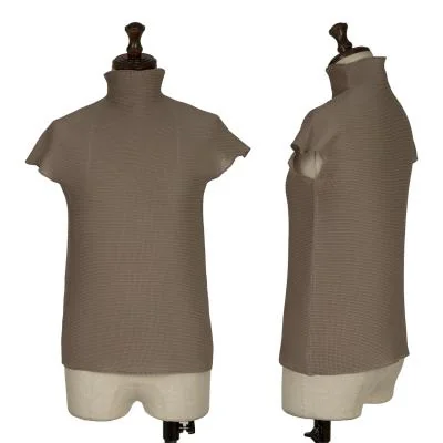 Unbranded Stretch Pleats French Sleeve Hight-neck T-shirt