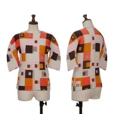 ISSEY MIYAKE me Stretch Pleats Colorful Block Print Top