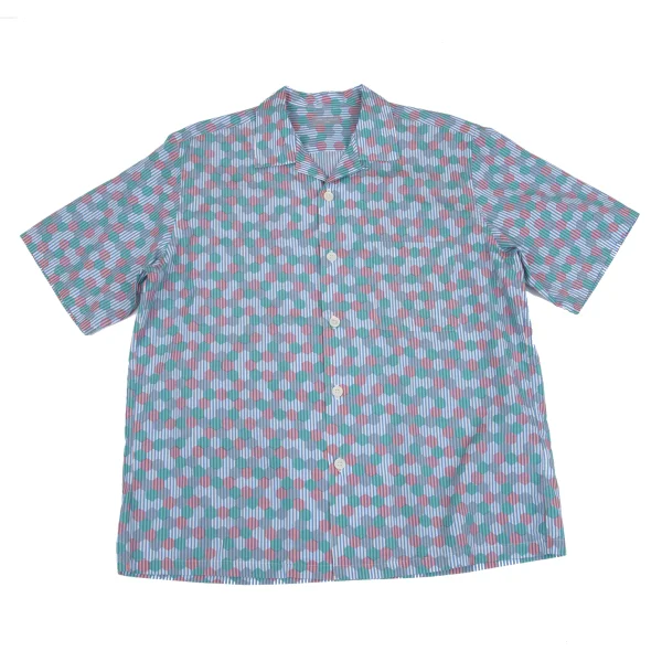 コムデギャルソンオム ストライプ 切り替え 半袖 シャツ メンズ ブルー 青 コムデギャルソンオムCOMME des GARCONS HOMME ロンバスプリント