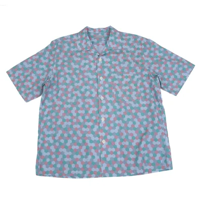COMME des GARCONS HOMME Printed Stripe Open Collar Short Sleeve Shirt
