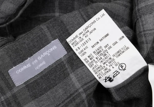 ☆クレイジーチェック コムデギャルソンオム シャツ ブラック AD2005 ☆ コムデギャルソンオムCOMME des GARCONS HOMME コットン迷彩柄