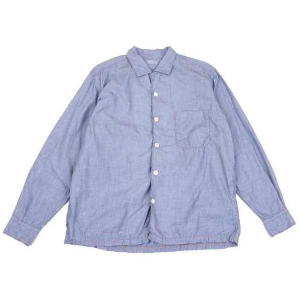 COMME des GARCONS HOMME Shirring Chambray Open Collar Shirt Blue S-M K-159010_001
