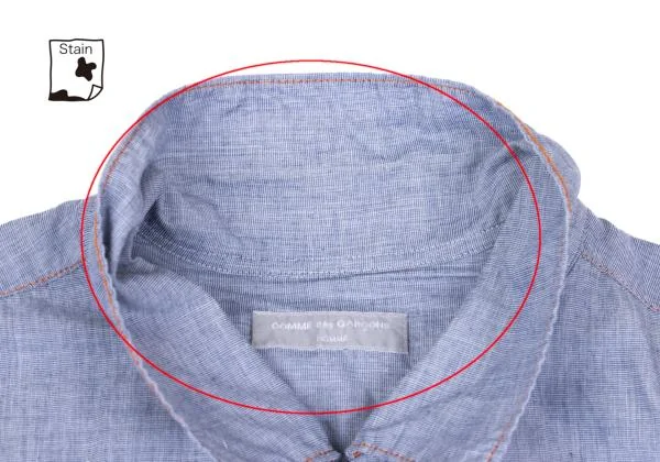 COMME des GARCONS HOMME Shirring Chambray Open Collar Shirt K-159010_004